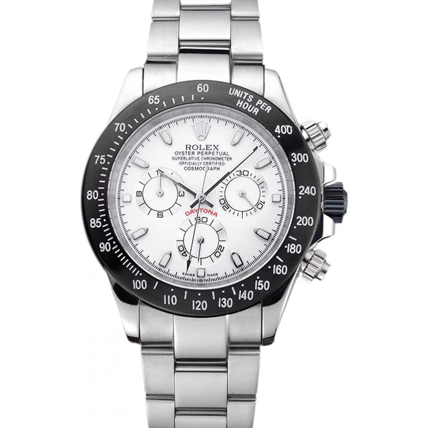 Good copy rolex watches White Daytona Black Stainless Rolex Enameled Dial Steel 0804